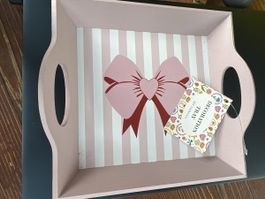 Dekoration Tablett 23x20x4.5cm rosa 