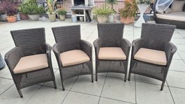 Gartenstühle 4-er Set mit Sitzkissen
