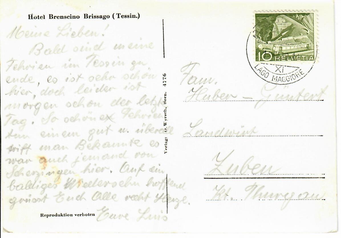 Cartoline postali: Hotel Brenscino - Brissago – Usato da Hochdorf venduto da Ziegel-16 1