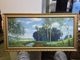 Kunstdruck Hermann-Rüdisühli München Goldrahmen 44x86cm