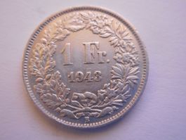 1 Fr. 1943 silber  gute Erhaltung