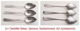 3 x Teelöffel Silber, Genf, Goldscmied: AV (?)  Art.279