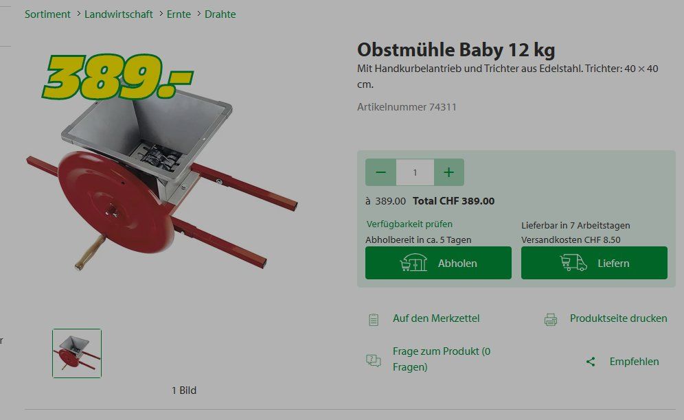 Tutte le macchine: Original Landi Obstmühle – Usato da Werthenstein venduto da aba_2qmt 2
