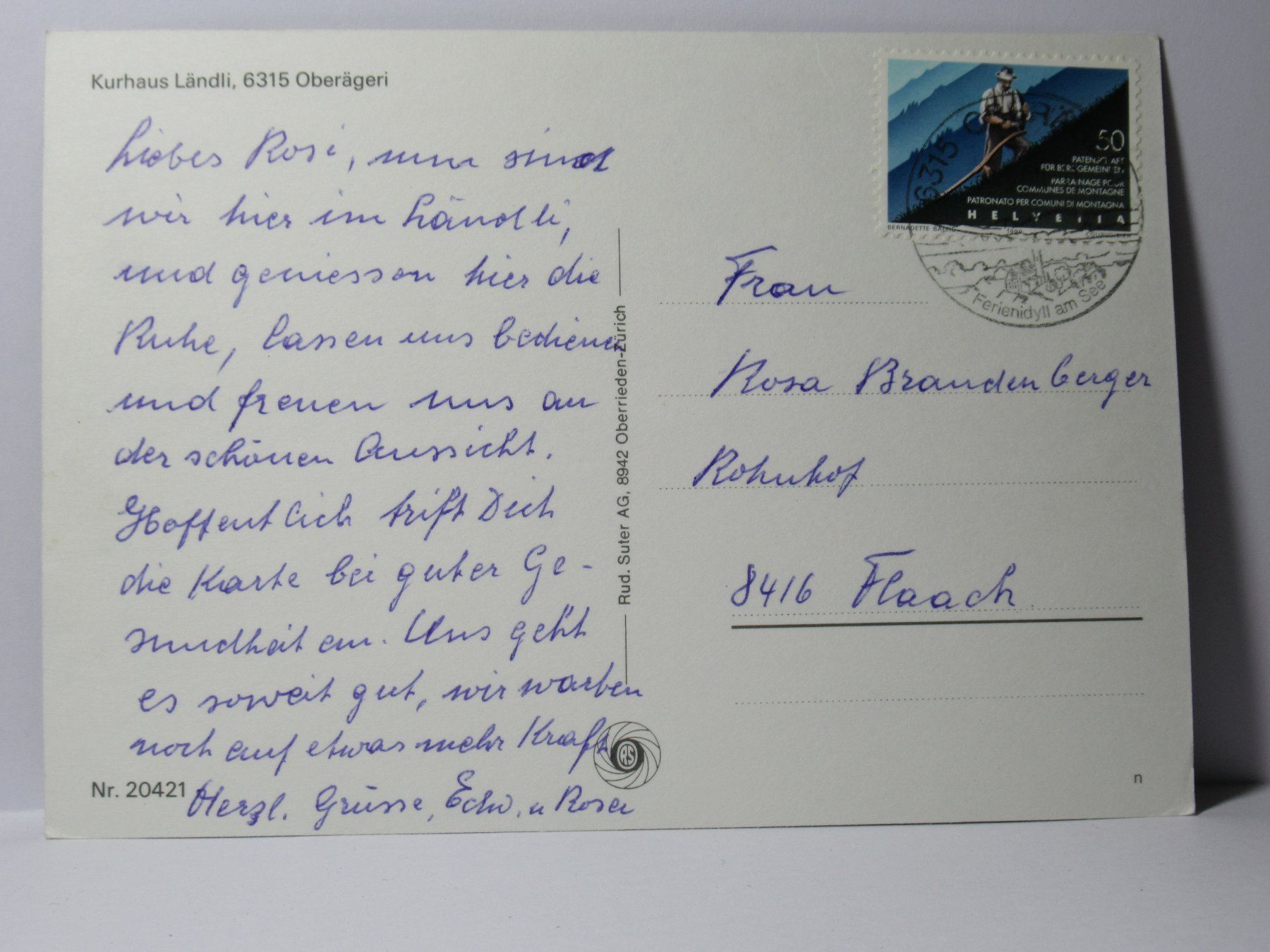 Cartoline postali: Kurhaus Ländli , Oberägeri – Usato da Grenchen venduto da Bluemchen1900 1