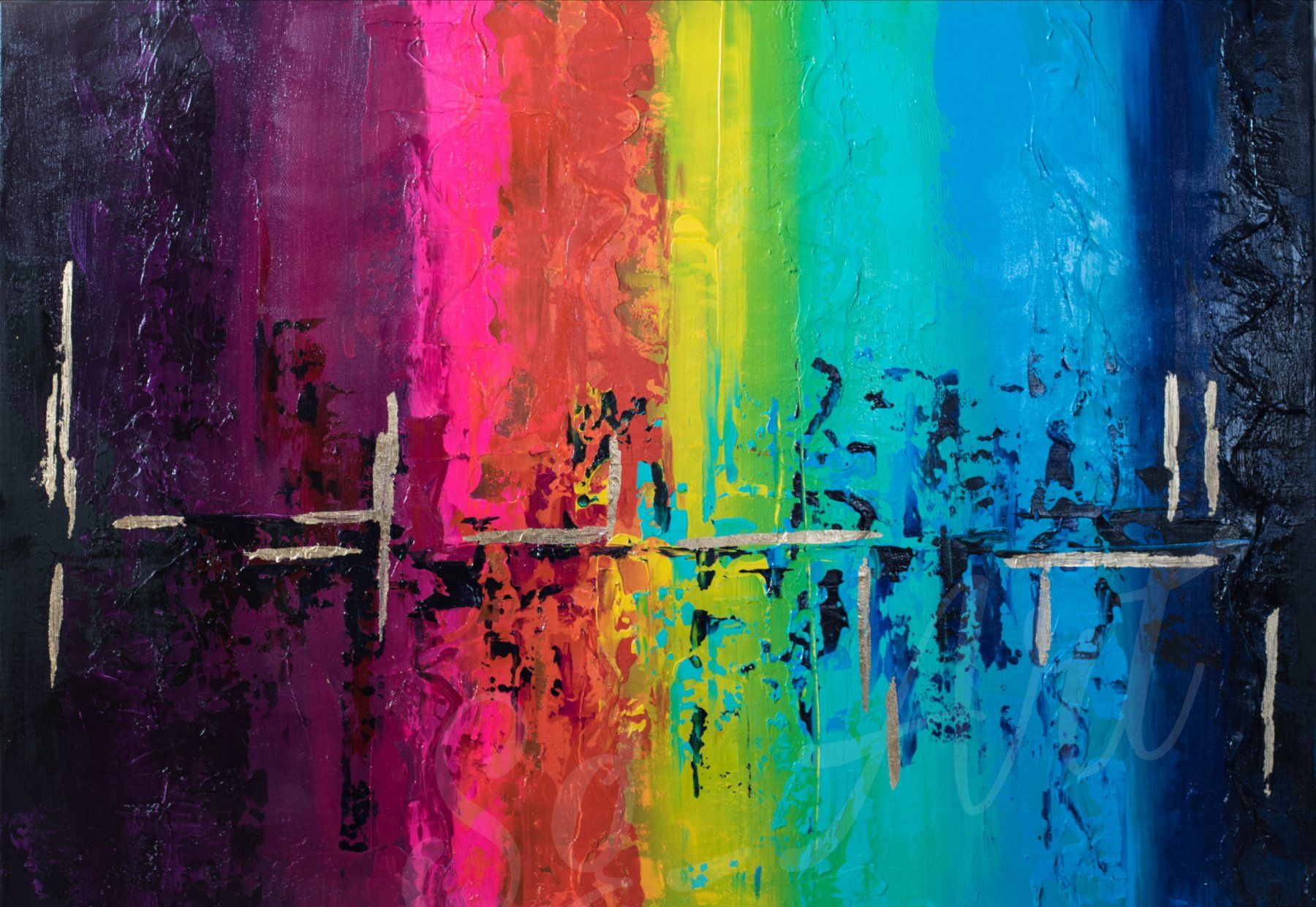 Dipinti: Acrylbild bunt abstrakt Gemälde Bild Neu Unikat – Nuovo e nell'imballaggio originale da Rheinau venduto da Sussel 1