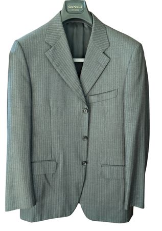 Abito Uomo Canali Grigio Gessato TG 50 R Pura Lana vergine.