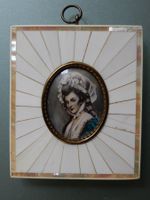 Antikes Miniaturbild " Lupenmalerei " elegante Dame