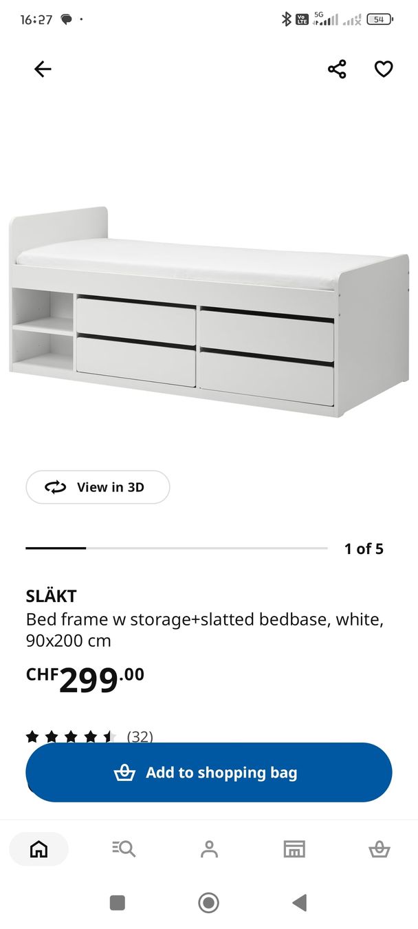 Lits: Single Bed White with Drawers nearly new – Neuf (Voir description) à Kandersteg par joa_2t2f 3