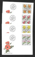 4 FDC Pro Juventute 1977 Serie Viererblöcke ET 28.11.1977