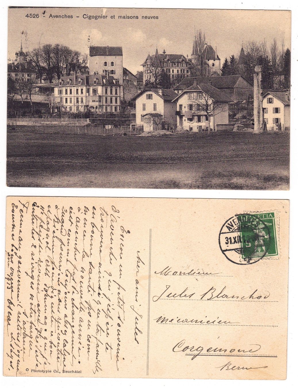 Cartoline postali: Avenches, Cigognier et maisons neuves – Usato da La Tour-de-Peilz venduto da amjust