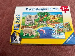 Ravensburger Puzzle 2x12 Tiere Zoo neuwertig
