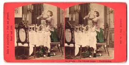 Stereo-Fotografie Hausmädchen betrinkt 