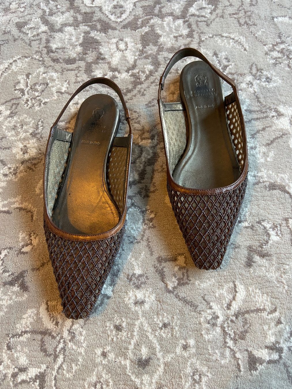 Brunello Cucinelli Scarpe da donna: Brunello Cucinelli Monili Bead Leather Slingback Flats – Usato da Münchenstein venduto da B771 2