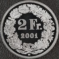 2 Franken 2001 stgl. / aus Münzsatz