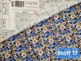 Blusenstoff Blümchen blau/oliv