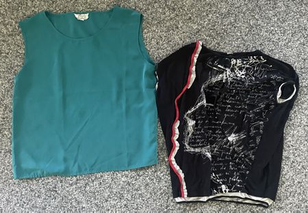 Sommer Set: Top in Türkis & Shirt mit Schrift, Grösse M