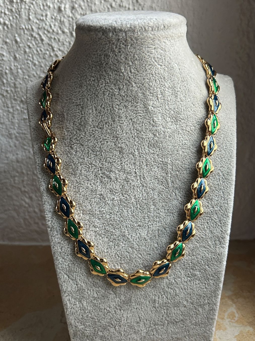 Ketten: Vintage Kette Emaille grün blau – Gebraucht aus Basel von bellespirit