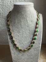 Vintage Kette Emaille grün blau