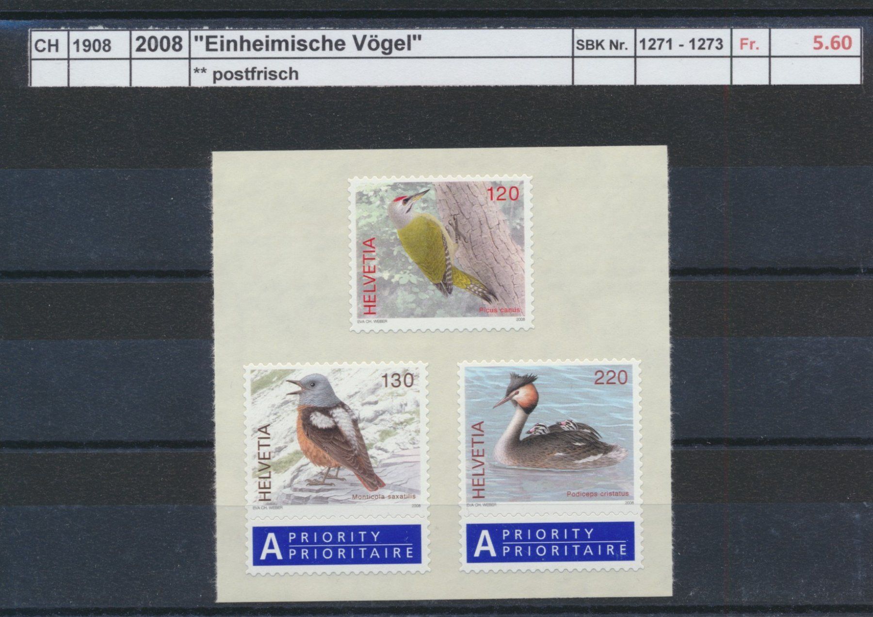 Alle Briefmarken: 2008 "Einheimische Vögel", ** postfrisch – Neu (gemäss Beschreibung) aus Winterthur von Zupogeru