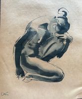 Georg Kolbe (1877-1947), Kauernde, Tusche, Offsetdruck,1921