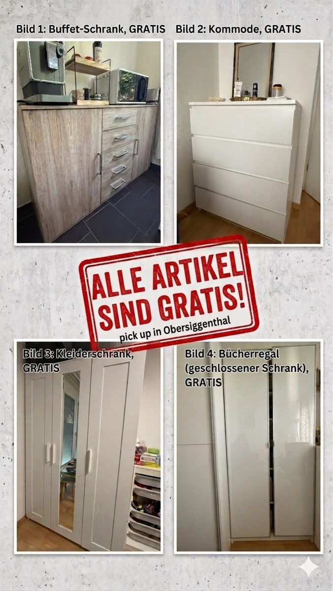 Kommoden: Mehrere Möbelstücke kostenlos – Gebraucht aus Nussbaumen AG von pabitra05