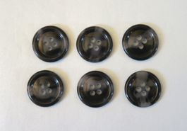 6 Knöpfe, ø 20 mm, schwarz/grau