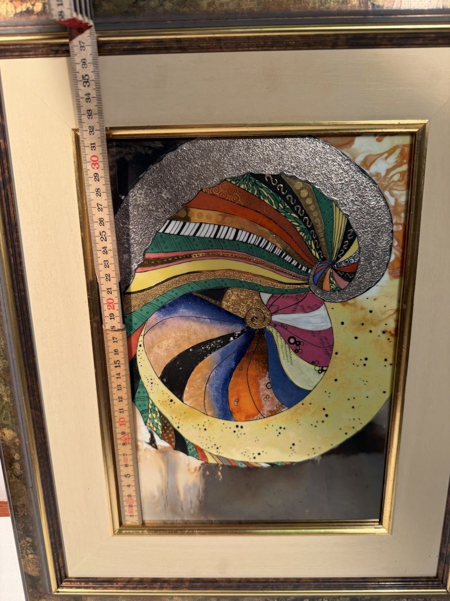 Dipinti: Hundertwasser Inspired abstract painting on ceramic – Usato da Lausanne venduto da artnouveau04 2