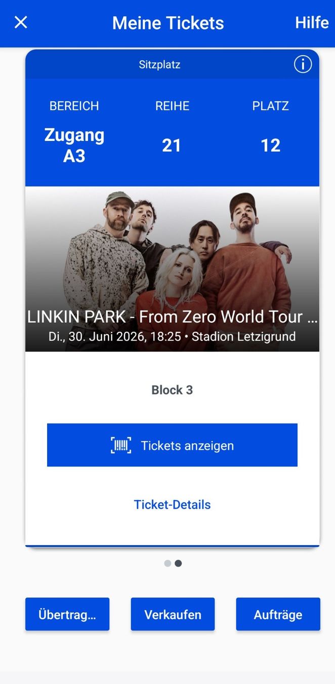 Biglietti: LINKIN PARK - From Zero World Tour: 2 Top Sitzplätze – Nuovo e nell'imballaggio originale da Bülach venduto da mar_lm69 1
