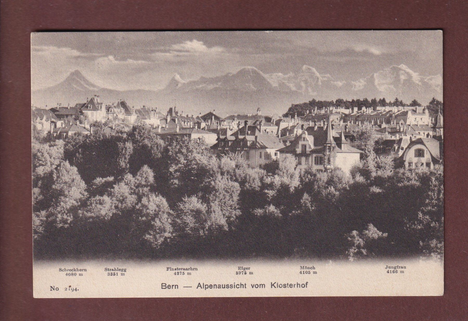 Cartoline postali: BERN - Alpenaussicht vom Klosterhorf – Usato da Pully venduto da nicecards-shop