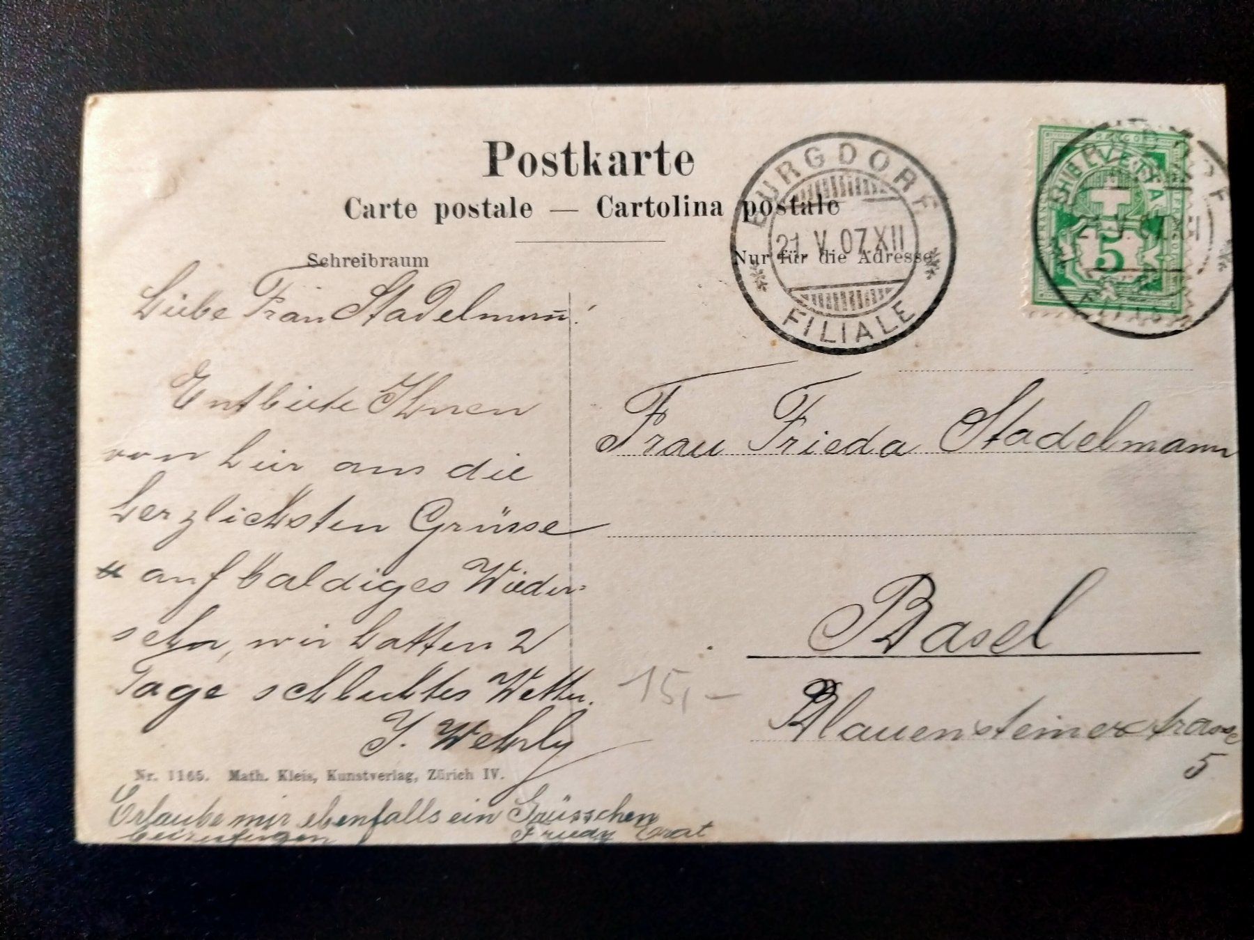 Ansichtskarten: Burgdorf / AK 1907 Kanton Bern – Gebraucht aus Küssnacht am Rigi von cartolina-1 1