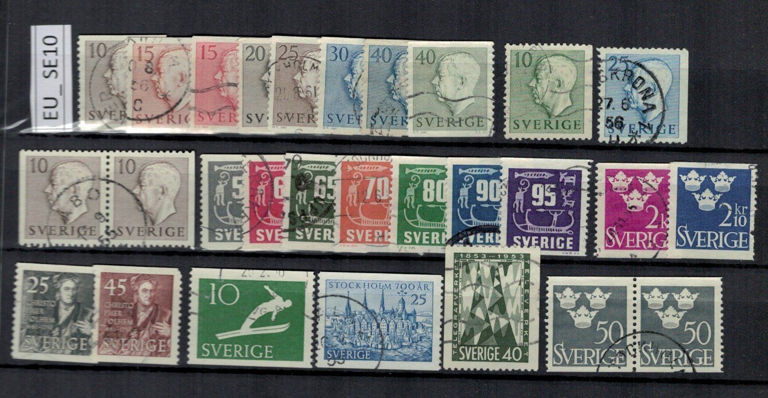 Tutti i francobolli: Schweden 1950/54, gestempelt, EU_SE10 – Usato da Erlenbach ZH venduto da panstamps