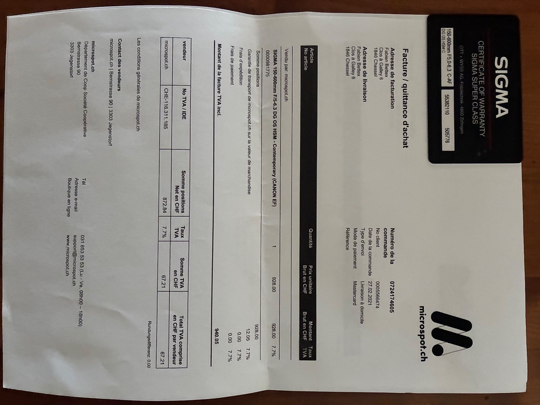 Sigma Objectifs: Objectif SIGMA 150-600 – D'occasion à Vevey par Joko05 3