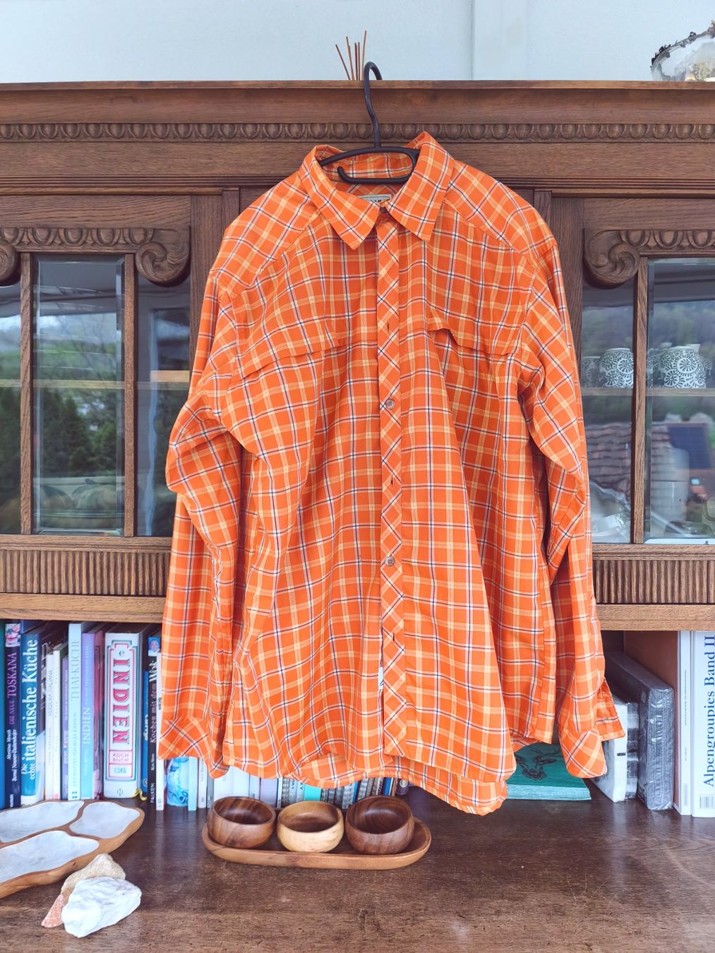 Schoeffel Hemden: orange gemustertes Schöffel Langarmhemd XXL – Gebraucht aus Erschwil von tomket66