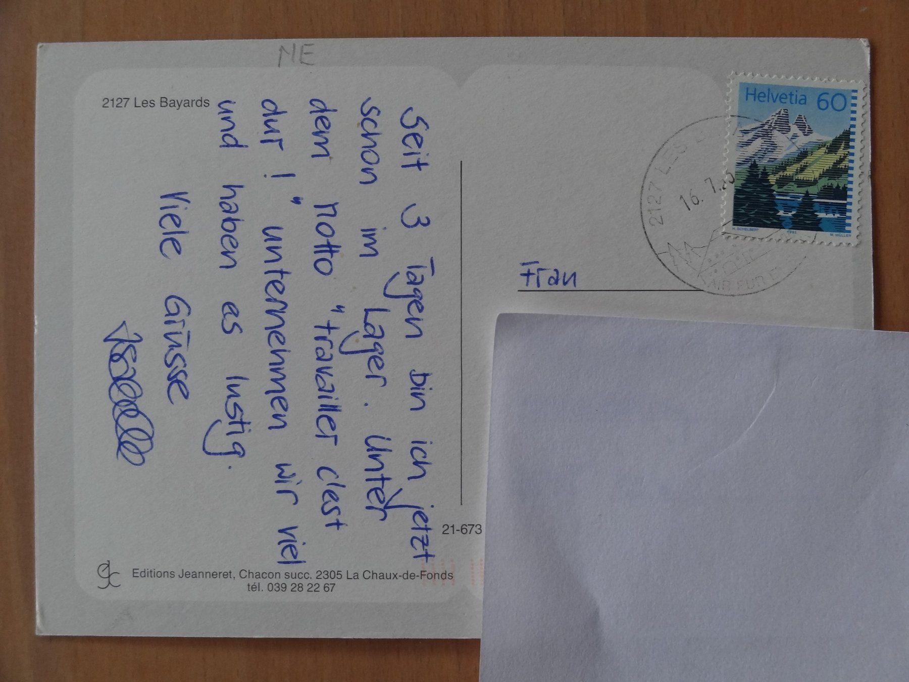 Cartoline postali: Les Bayards - NE - année 90 – Usato da St Léonard venduto da Riglin 1