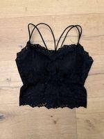 Bustier Top schwarz mit Spitze und Trägern