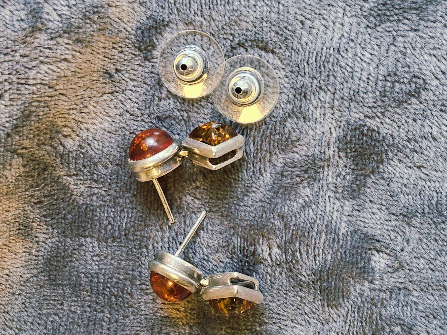 Orecchini pendenti & Orecchini a lobo: Vintage schicke Bernstein versilberte Ohrstecker – Usato da Zürich venduto da philpip 5