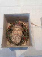 Weihnachtsschmuck: Santa-Anhänger im Kranz, Vintage!