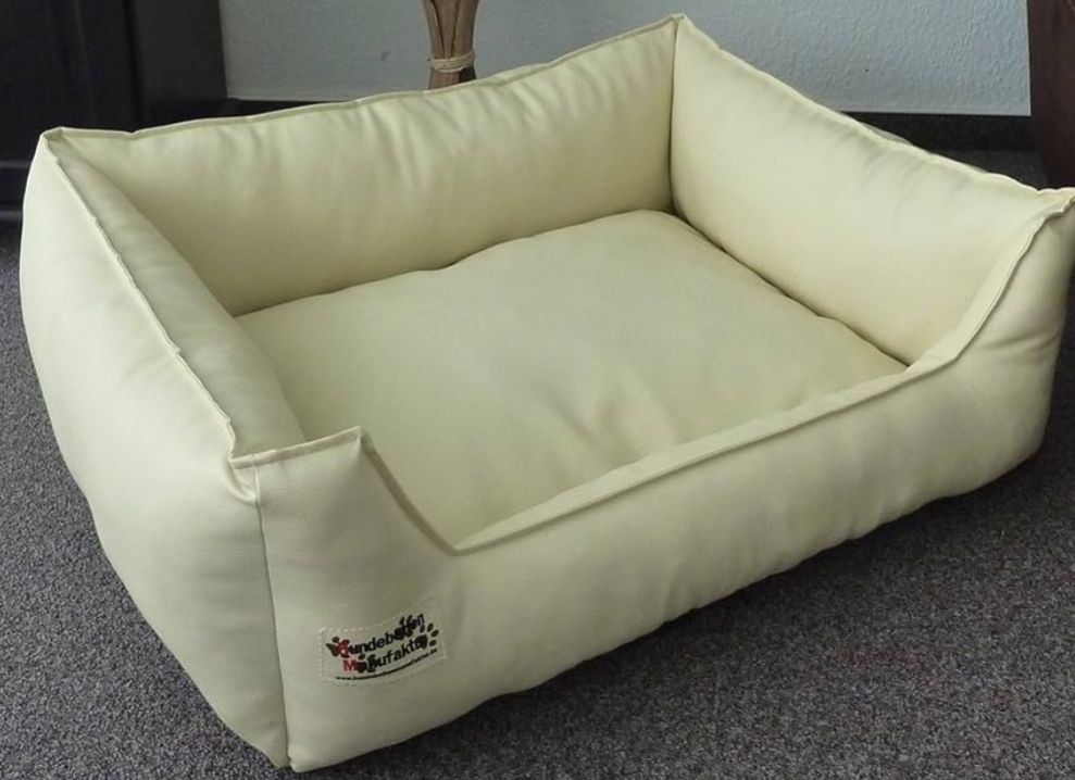 Liege- & Schlafplätze: Hundebett Kustleder 60 cm x 50 cm, Creme  – Neu und originalverpackt aus Winterthur von SwissPrime 1