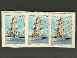 🐓 Frankreich 2015 ⛵Segelschiff👉Le Superbe⚓ 5 Briefmarken✔️