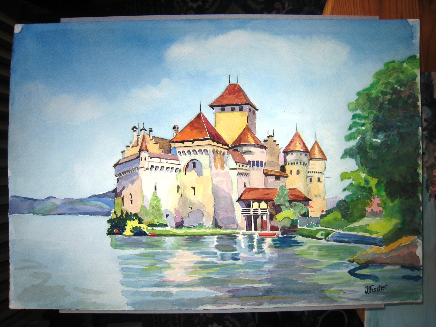 Dipinti: Original Aquarell "Schloss Chillon" – Usato da Pratteln venduto da Bluebird97
