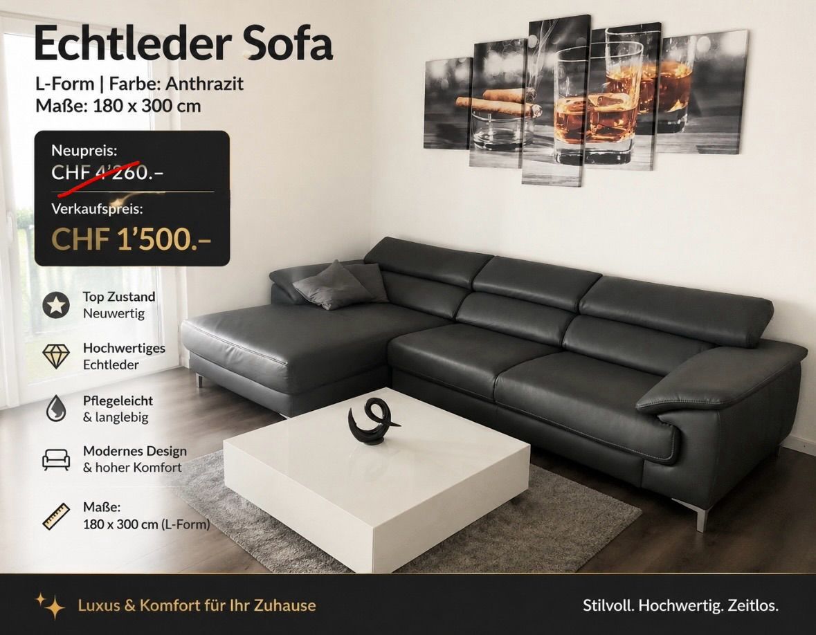 Sofas: Echtleder Sofa – D'occasion à Erlinsbach SO par jas_tzs2