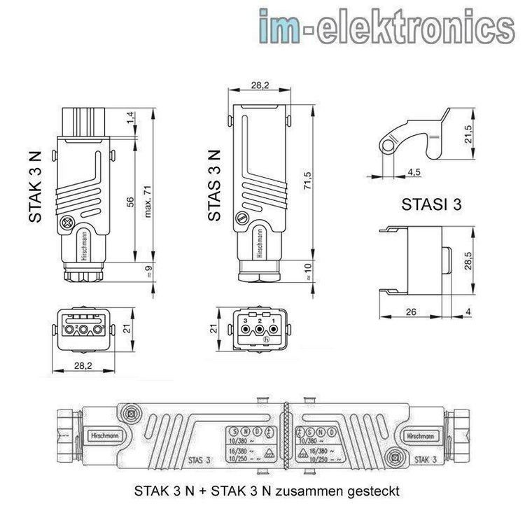 Alimentazione elettrica: HIRSCHMANN NETZSTECKER  STAK 3  3 POL. + PE – Nuovo (secondo la descrizione) da Tann venduto da elolecig 1