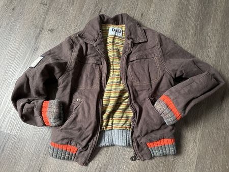 D&G Junior Übergangsjacke Gr. 10 braun gestreift
