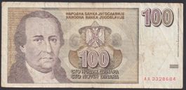 Jugoslawien 100 Novih Dinara 1996