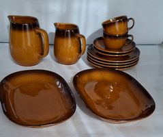 Rössler Geschirr Set braun Vintage Platten Dessert T. Tassen