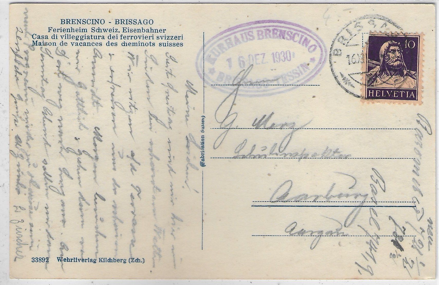 Cartoline postali: Kurhaus Brenscino - Brissago – Usato da Ettingen venduto da Kartenplanet 1