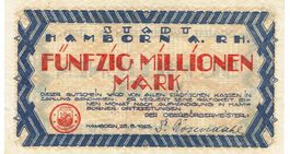 Hamborn 50 Mil.Mark Stempel rot 25.08.1923 VZ-VZ+