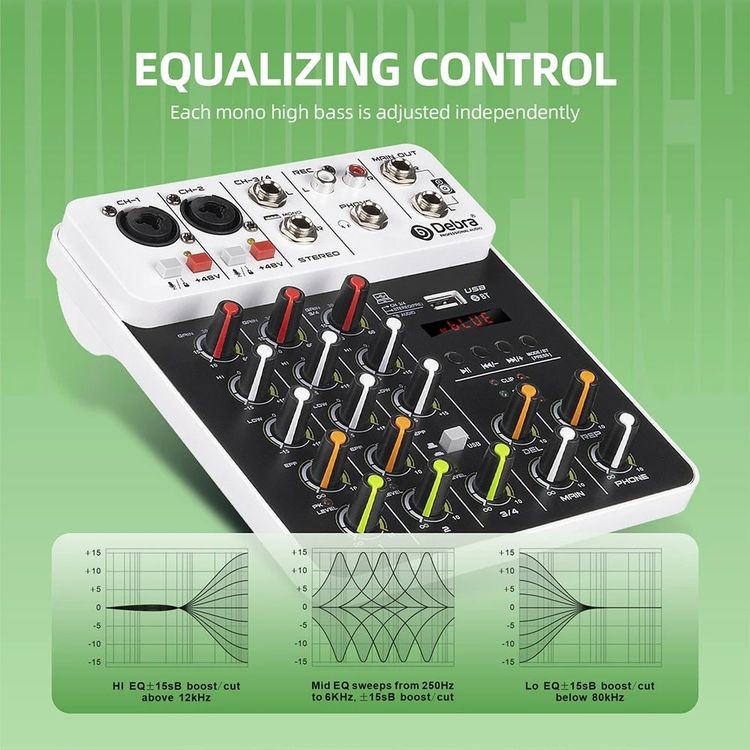 Console di mixaggio: PC-Aufnahme-Mischpult 4 Kanäle Bluetooth Audio-Interface – Nuovo e nell'imballaggio originale da Genève venduto da Top-Trend 4