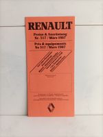 Brochure Catalogue Tarif Renault 1987 (Suisse)