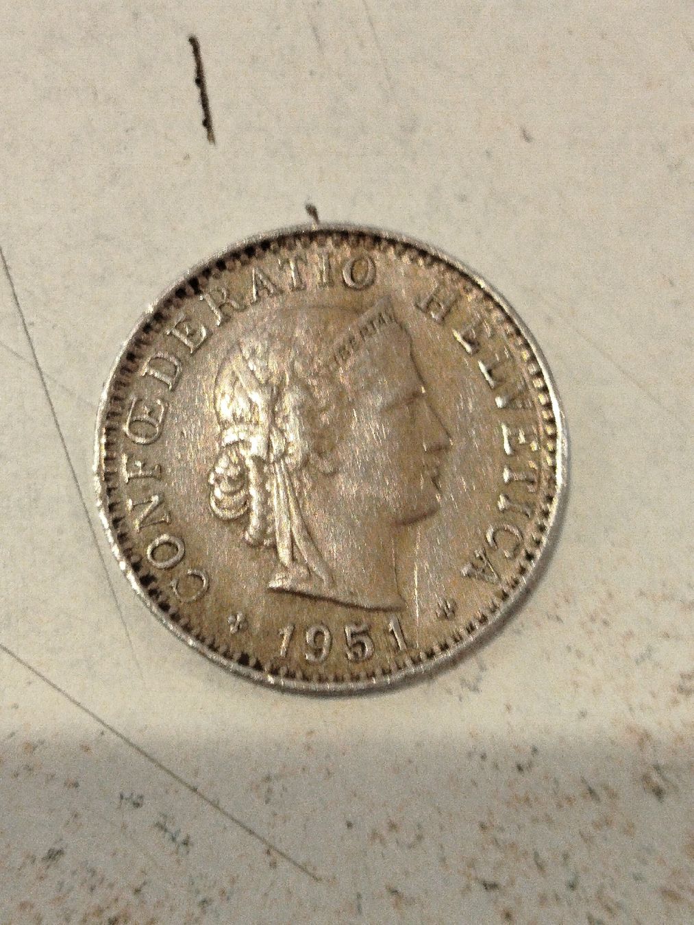 Tutti le monete: Pièce de 20 centimes suisses année 1951, – Usato da Châtel St Denis venduto da Magil71